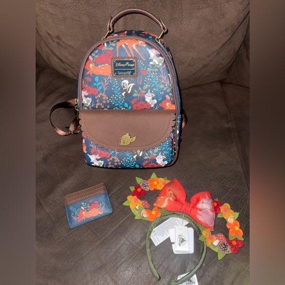 Loungefly Handbags - Disney parks Bambi Loungefly backpack, cardholder and ears set